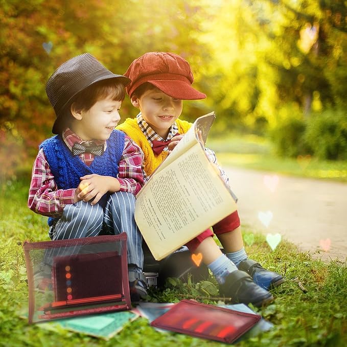 6 Pieces Mesh Makeup Bags Mesh Cosmetic Bag Portable Travel Organizing Zipper Pouch Toiletries Makeup Pouches for Home Office Travel Accessories (Wine Red)