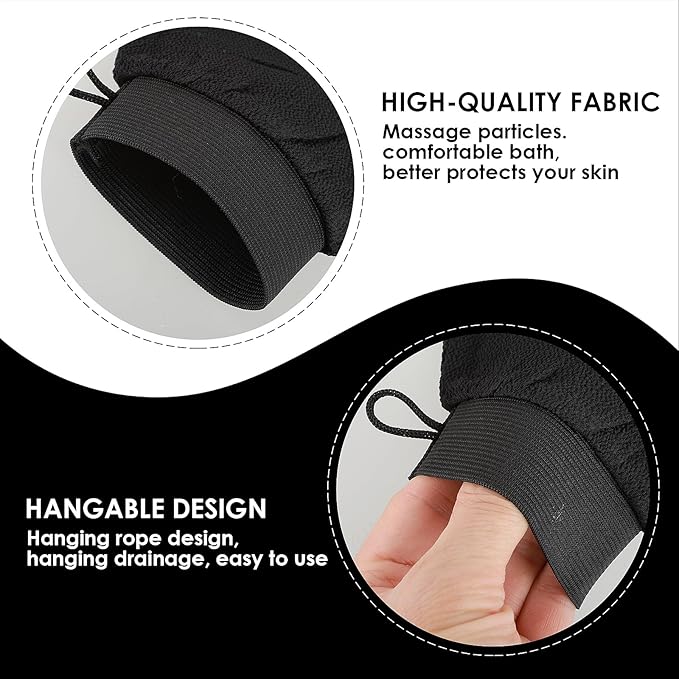 Exfoliating Glove Body Scrubber Exfoliator 1 PC Korean Washcloth Skincare Remover Deep Scrub Loofah Cleansing Mitts Exfoliate Cloth Exfoliation Scrubbing Bath Shower Soap Sponge Hand Towel (Black)