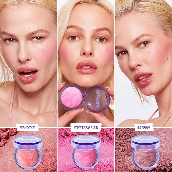 Kosas Blush is Life β Talc-Free Dimensional Blush Baked with Squalane & Hyaluronic Acid β Long Wear, Safe for Sensitive Skin - Butterflies