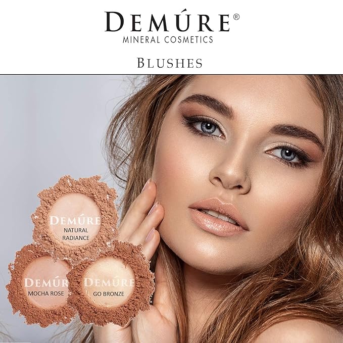 DEMURE Mineral Blush Makeup (Natural Radiance), Loose Powder, Neutral, Satin Finish, 12 Shades, Cruelty Free