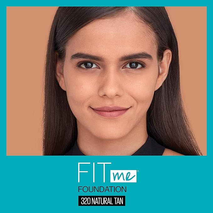 Maybelline New York Fit Me Matte + Poreless Liquid Foundation, Pouch Format, 320 Natural Tan, 1.3 Ounce