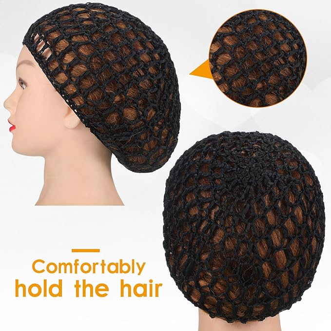 Geyoga 24 Pieces Mesh Crochet Hair Net Rayon Knit Snood Hat Cover Mesh Hair Wrap Thick Short Women Hairnet Snoods Cover Ornament for Sleeping
