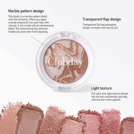 Classic Color Marbleized Blush Highlighting Face Power Blush Gifts for Women Long Lasting Glowing, Smooth, Blendable Fit For All Skin Tones,0.12 Oz-05