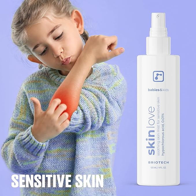 Briotech Baby Skin Love Spray | Gentle Hypochlorous Acid Mist for Soothing, Calming & Cleansing Delicate Skin | Pediatrician-Approved, Hypoallergenic & Added Fragrance-Free | 4 oz