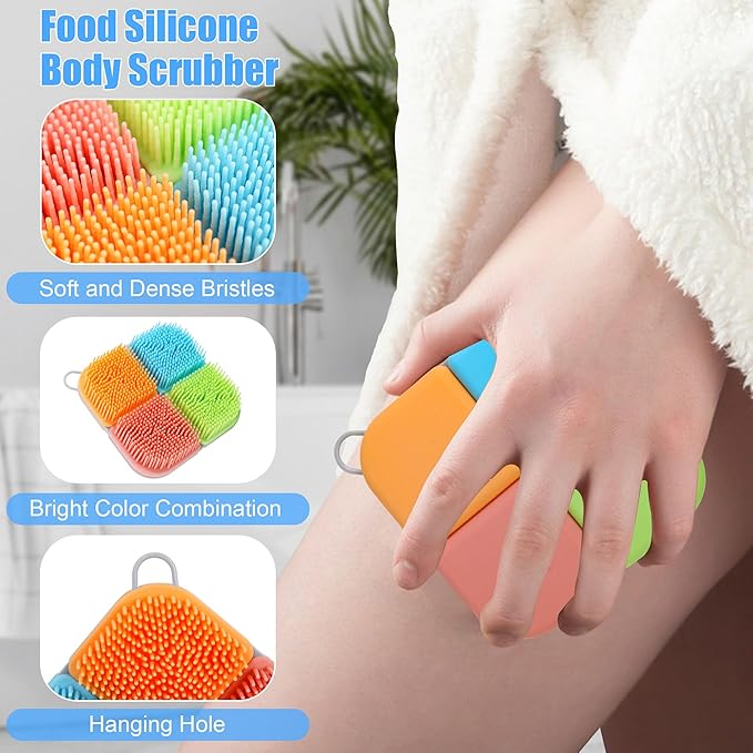 OWIIZI Silicone Loofah Gentle Exfoliating Body Scrubber Food-Grade Soft Lather Well Bath Scrub Brush for Shower or Face