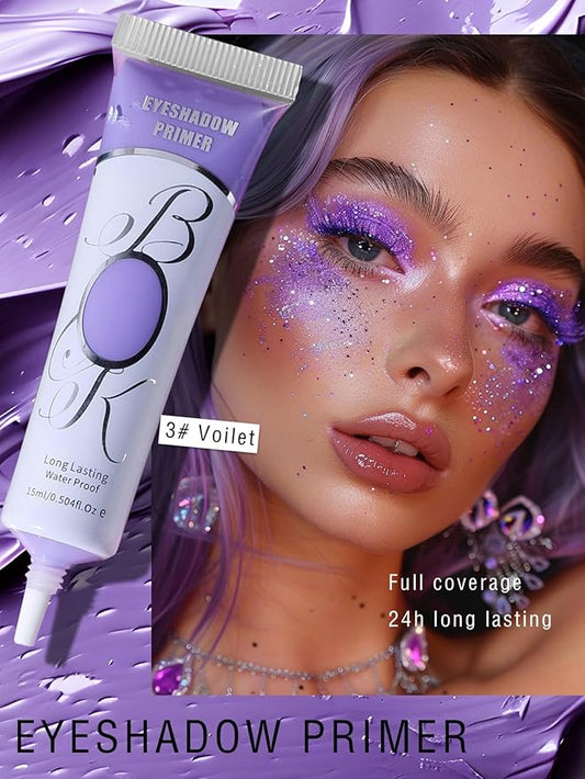 MAEPEOR Matte Eyeshadow Primer 6 Colors Prevent Oily Lids and Creasing Eye Primer Base Long-lasting Waterproof & Smudgeproof Eye Base Makeup for All Shadows (3 Violet)