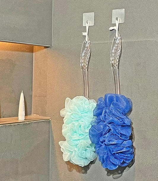 Loofah Back Scrubber for Shower,Long Handle Bath Body Brush Soft Nylon Mesh Loofah Sponge On a Stick,Exfoliating Scrub Cleaning Luffa for Elderly for Men Women(2-Pack,Bule and Green)