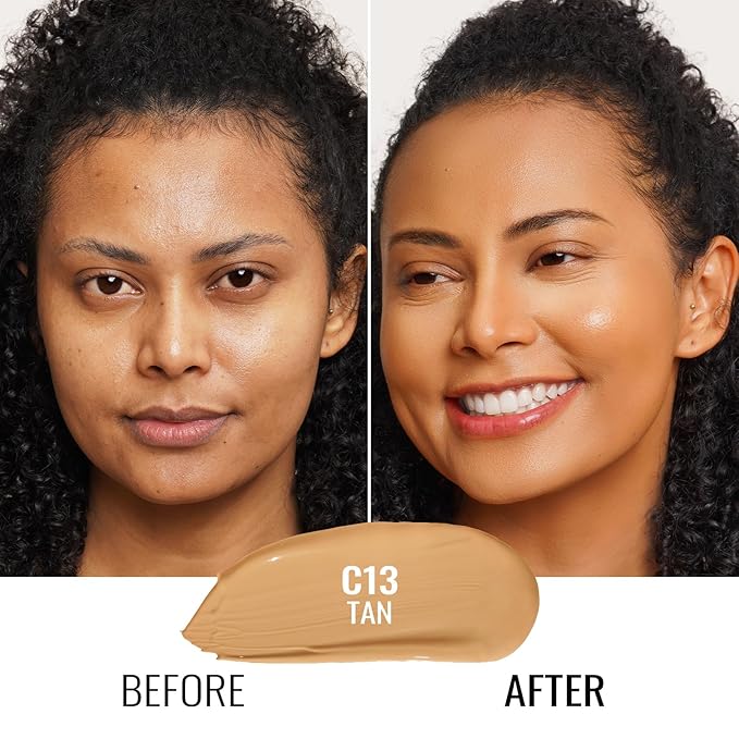 Oulac Foundation Make Up, Skincare Infused With Aloe Leaf And Vitamin E, Medium to High Coverage Liquid Foundation, Foundation Vegan 30ml, ShadeοΌTan 13