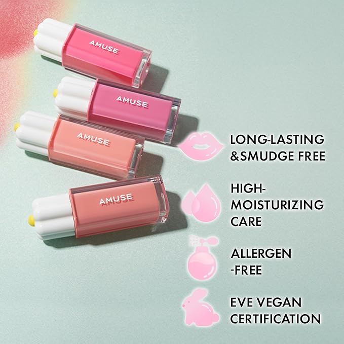 Amuse SEOUL Daisy Flower Dew Tint 07 ROSE WATER | 35% High-moisture Water Tint, Long-lasting, Vitamin E Acetate, Moisturizing, No Peel Off, Lip Treatment, Non Sticky, Korean Lip Tint for Dry Lips