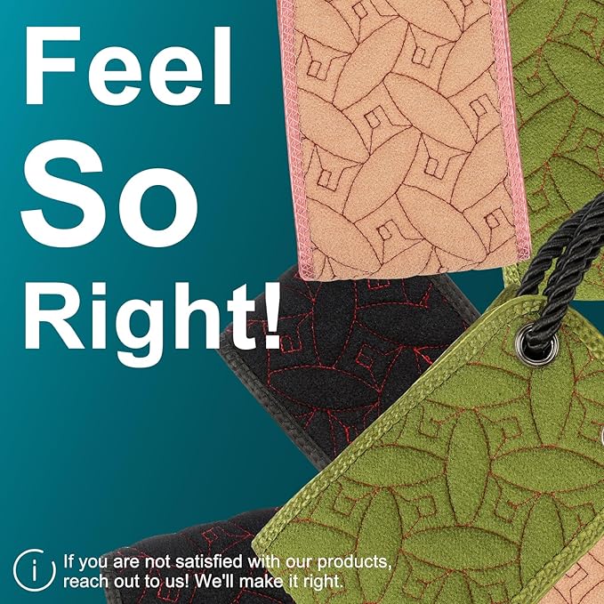 Exfoliating Back Scrubber for Use in Shower, 38.5 Inch Back Washer with Handles, Dual-Sided Body Exfoliator for Daily & Deep Skin Cleaning, Bath Back Scrub Washcloth for Men & Women (Green)