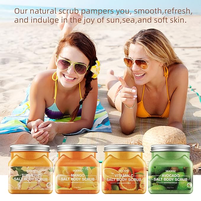 Mango Avocado Salt Body Scrub for Women Men,Hydrating & Exfoliating Scrub for Deep Clean,Body Scrub Smooth for All Skin Types 18oz