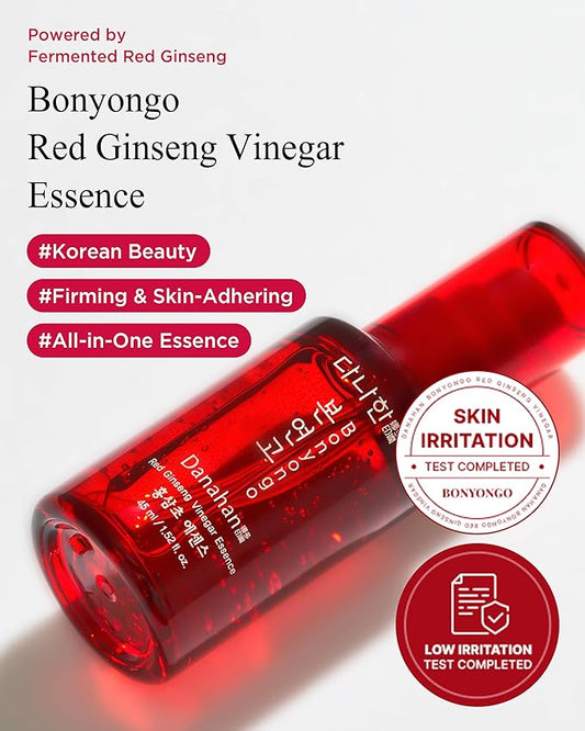 Bonyongo Red Ginseng Vinegar Essenceโ Revitalizing & Intensive Nourishing for All Skin Types - Hydrated and Glowing Skin with Fermented Red Ginseng - Korean Skincare, 1.5 fl.oz.