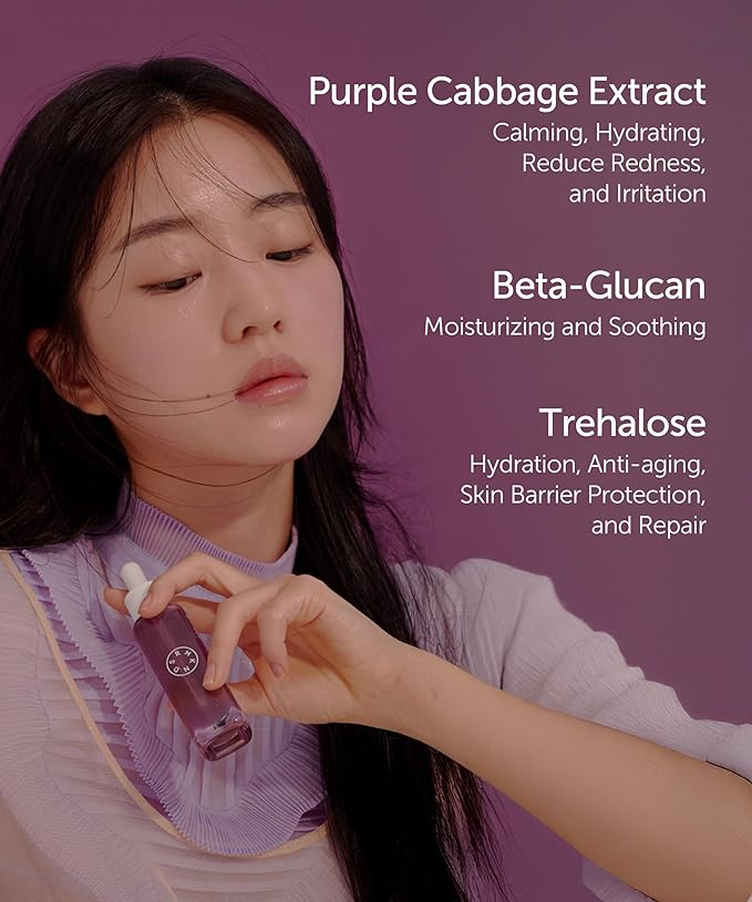 SERUMKIND Purple Cabbage Serum - Calming and Skin Recovery- Korean Face Skincare β Beta Glucan 100,000ppm β Soothing & Redness Relief - Vegan, Cruelty-Free β 1.01 fl.oz.