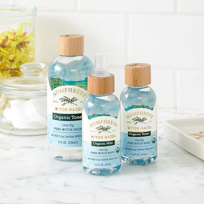 Humphreys Witch Hazel Clarifying Toner | Wild Harvested Witch Hazel | USDA Organic | Natural | Hydrating | Clears Pores & Removes Oil | 8 fl oz