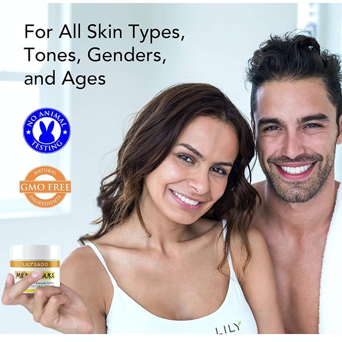 LILY SADO MILK+MANUKAβ’ Coconut Milk and Manuka Honey Natural Face Moisturizer - Non Greasy Organic Facial Cream with Cocoa Butter and Gotu Kola - Amazing Anti-aging Formula