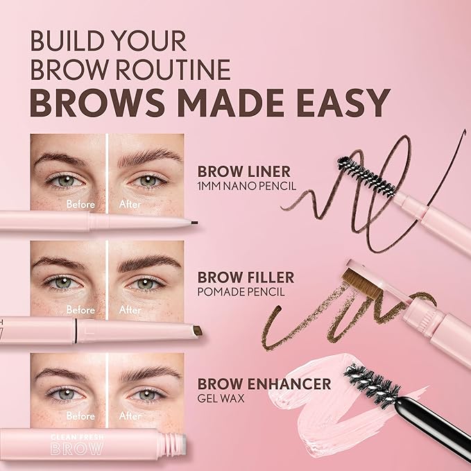 Covergirl Clean Fresh Brow Nano, 700 Black Brown, Eyebrow Pencil, Ultra-Precise Tip, Waterproof, Transfer-Resistant, Built-In Spoolie, Vegan Formula, 0.001oz