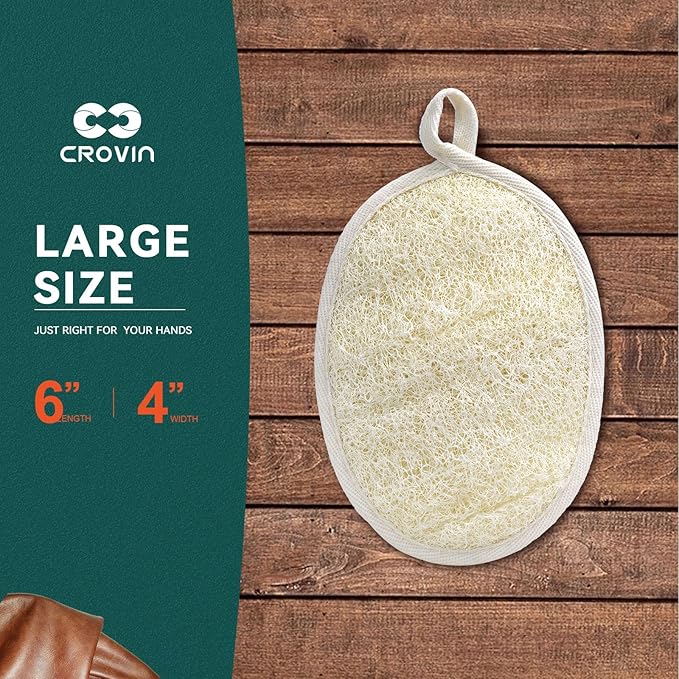 Natural Exfoliating Loofah Body Scrubber for Women and Men, Made with Premium Luffa Natural Bath Shower Loofah Sponge 6x4β which Cleanse You Comfortable, Relax for Bathing-4 CountοΌPack of 1οΌ