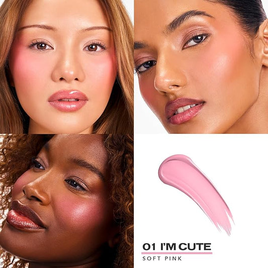 Sacheu Cheek STAY-N Liquid Blush for Cheeks β High Pigment, Buildable, Lightweight Cream Blush Infused With Squalane, for Dewy & Radiant Flushed Cheeks β Long-lasting & Cruelty Free, I'm Cute