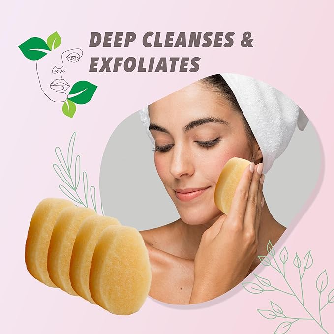 Earth & I - for Sensitive Skin - Gentle Face Exfoliator Puffs, Facial Scrubber for Women, Facial sponges for Washing face Dermatology exfoliating Pads, buf puf Facial Sponge face scrubbers -12ct