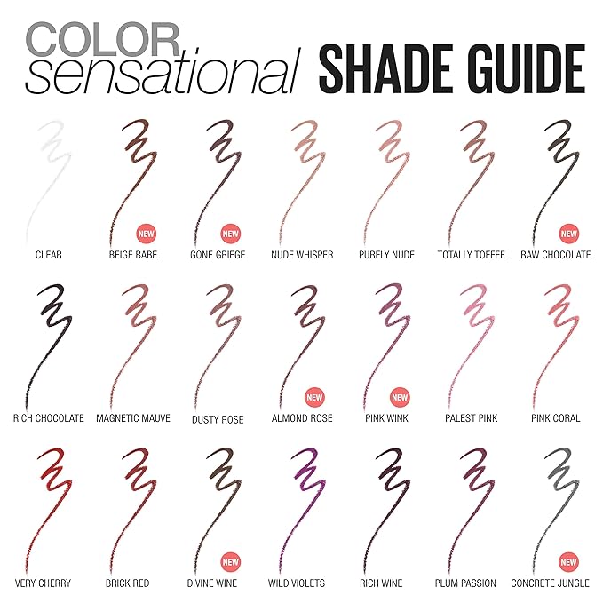 Maybelline Color Sensational Shaping Lip Liner with Self-Sharpening Tip, Beige Babe, Nude, 0.01 oz (Pack of 2)