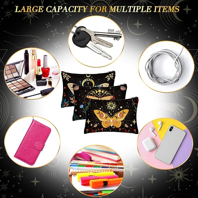 Kajaia 12 Pcs Butterfly Makeup Bags Cute Portable Travel Purse Toiletry Pocket Make up Organizer Storage Zipper Pouch Makeup Brush Cosmetic Bags for Women Adult Aesthetic Stuff