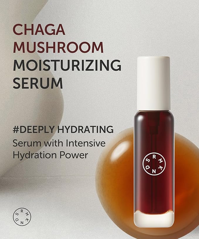 SERUMKIND Chaga Mushroom Serum for Korean Face Skincare - Beta Glucan Extract - Nourishing & Hydrating - Provides Deep Hydration for Extremely Dry Skin - Vegan & Cruelty-Free β 1.01 fl.oz.