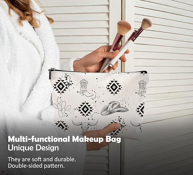 Western Makeup Bag, Gifts for Women, Cow Makeup Bag, Cowgirl Stuff and Gifts