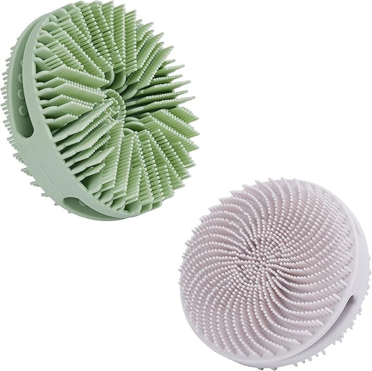 4 PC Silicone Exfoliating Body Scrubber, Silicone Body Shampoo Brush, Soft Silicone Loofah for Sensitive Skin, Shower Silicone Hair Scalp Massager, Easy to Clean, Lather Well