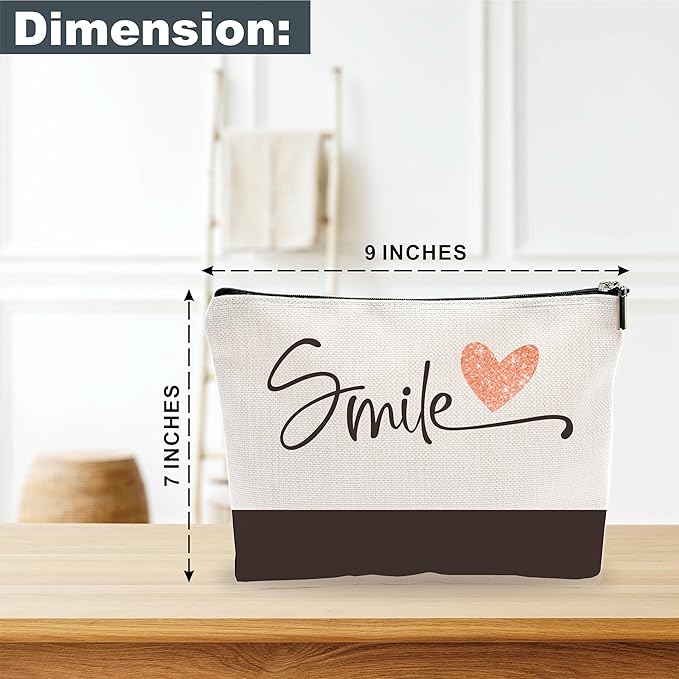 Minimalism Makeup Bag - Smile - Heart Print Cosmetic Bag, Toiletry Bag, Gift For Girls, Besties, Personal Care & Accessories - A28