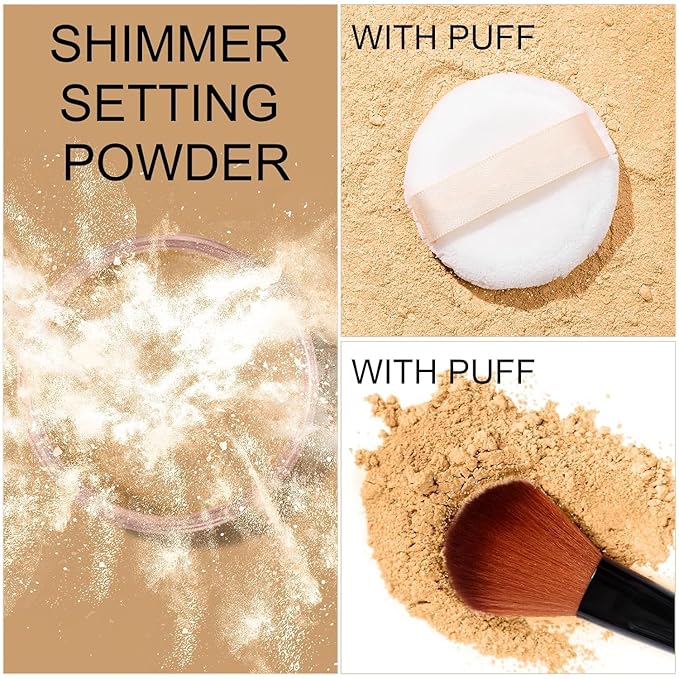 Oil Control Loose Powder, Translucent Setting Powder, Long-Lasting Shimmer, Lightweight Face Powder for Women, Polvo TraslΓΊcido Maquillaje (03#, 1pc)