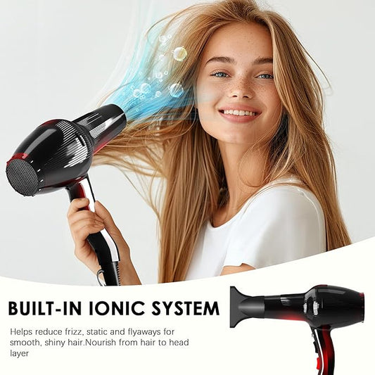 Hair Dryer, Professional Ionic Blow Dryer with Diffuser for Curly Hair,2400W Powerful Fast Drying Hairdryer Blowdryer for Women Men Home Salon Hair Styling,Constant Temp Low Noise
