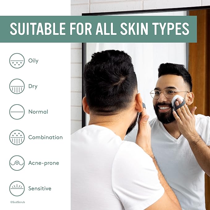 Sud Scrubยฎ Antimicrobial Silicone Face Scrubber, 1 Pack, Gentle Face Exfoliator for Sensitive Skin, Eco Friendly Facial Cleansing Brush, Exfoliating Face Brush for Men and Women (Mint)