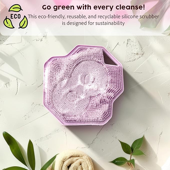 Lintach™ Silicone Body Scrubber – Gentle Exfoliating Body Scrubber – Ergonomic Shower and Bath Brush for Men and Women – Reusable and Food-Grade Silicone Brush for Smooth, Supple Skin, (Purple)