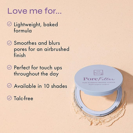 The Beauty Crop PoreFilter Pressed Powder - Blurs Pores & Controls Shine - Fair Shade - 0.34 oz