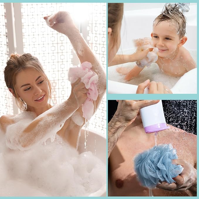 Nitial 50 Pcs Large Bath Shower Loofah Sponge Bulk 60g Exfoliating Bath Sponge Soft Shower Scrunchies Colorful Bath Loofahs for Men Women Shower (Soft Color)