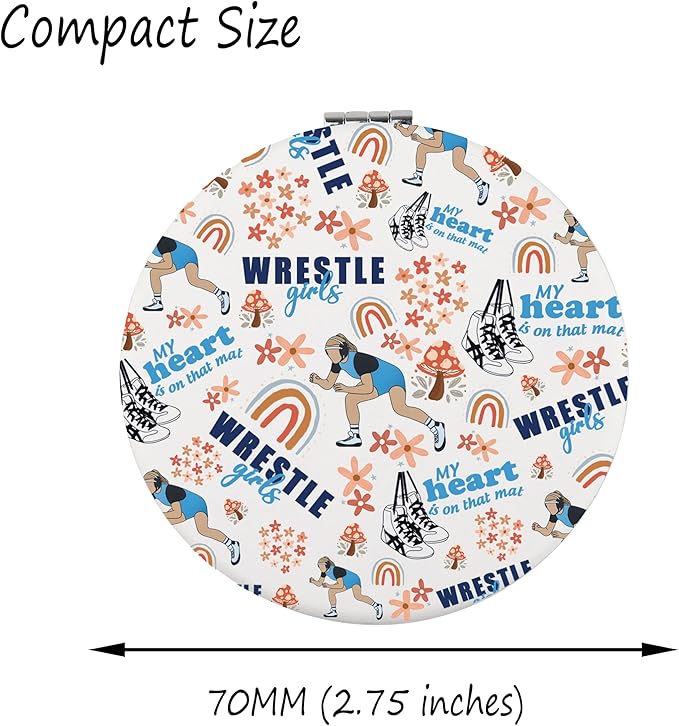 FAADBUK Wrestle Lover Gift Wrestle Player Gift Wrestling Coach Gifts Wrestling Girl Makeup Mirror for Her (Wrestle Mirror)