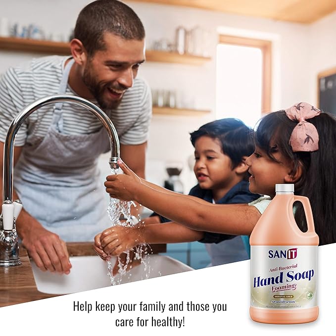 Sanit Antibacterial Foaming Hand Soap Refill - Advanced Formula with Aloe Vera and Moisturizers - All-Natural Moisturizing Hand Wash - Made in USA, Original Gold, 1 Gallon