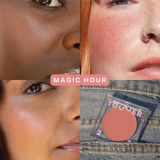 Tower 28 Beauty BeachPlease Cream Blush for Cheeks and Lips - Multi-Purpose Lip and Cheek Tint in Rosy Nude - for Sensitive Skin β Color MAGIC HOUR, Luminous Finish