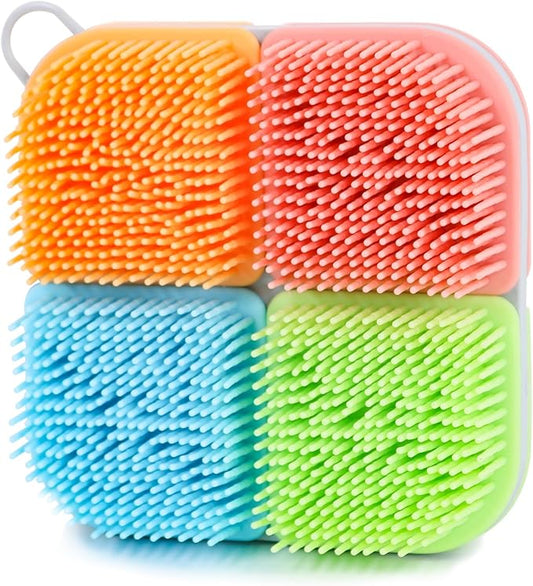 OWIIZI Silicone Loofah Gentle Exfoliating Body Scrubber Food-Grade Soft Lather Well Bath Scrub Brush for Shower or Face