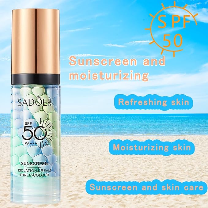 3 In 1 Primer for Face Before Makeup, Color Corrector SPF 50 Sunscreen Isolation Cream, Refreshing Moisturizing Makeup Primer One Step, Oil Control Skin Tint Corrector