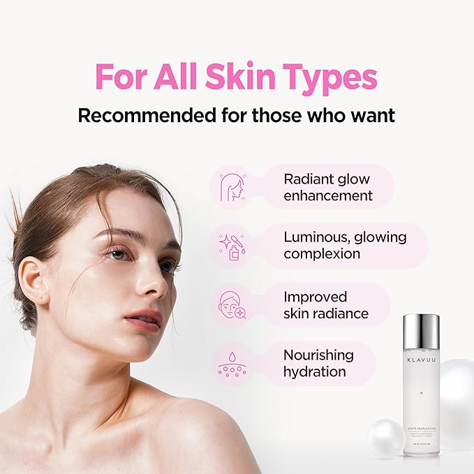 KLAVUU Deep Hydrating Milky Toner with Pearl Extractβ Niacinamide, Hyaluronic Acid, Lightweight Facial Toner for Glass Skin and Wrinkle Care, Anti Aging, Korean Moisturizer Skincare for Women (4.76oz)
