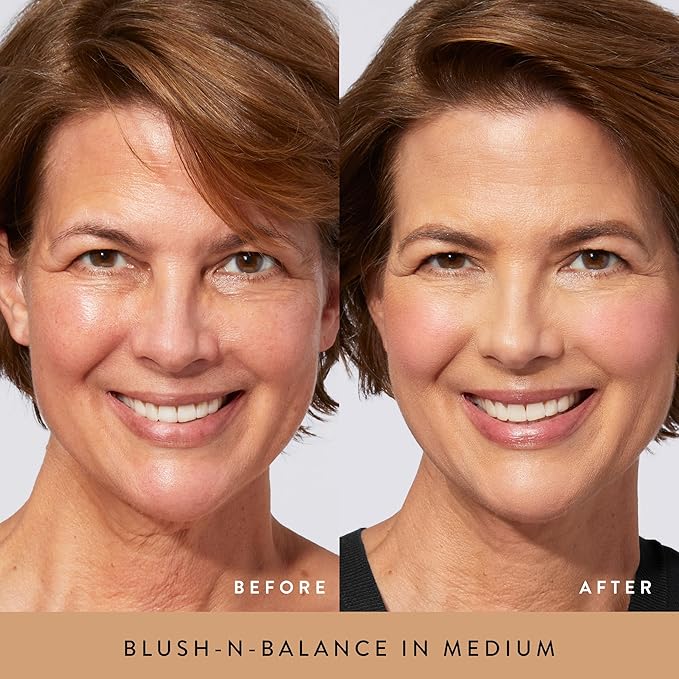 LAURA GELLER NEW YORK 40+ Club Blush-n-Balance 3pc Kit: Baked Balance-N-Brighten Color Correcting Foundation, Medium + Retractable Kabuki Brush + Baked Blush-N-Brighten, Tropic Hues