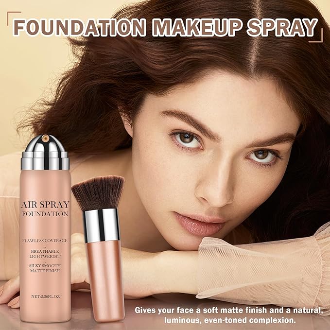 CAHIUYOA Magic Minerals Airbrush Foundation Spray Makeup Silky Full Coverage Airbrush Flawless Foundation for Mature Skin,Natural Matte Finish Moisturizing Makeup Primer - 03 Nude