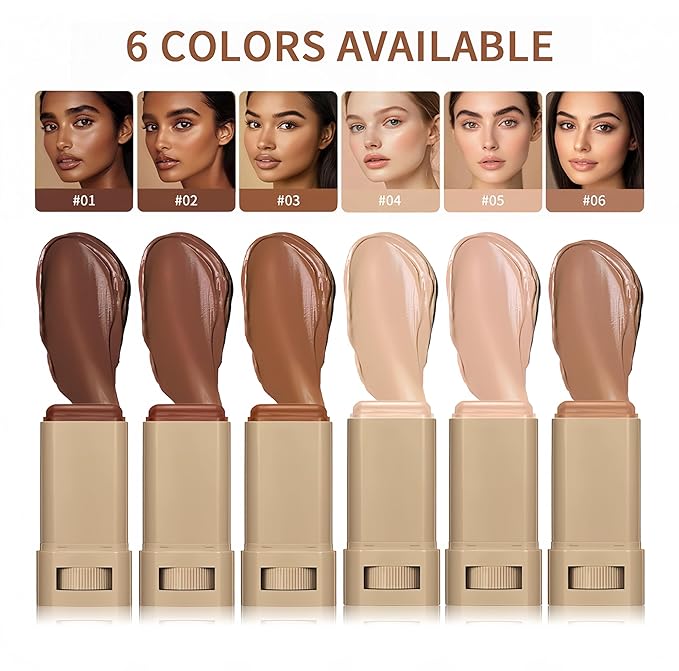 6 Colors Foundation Stick Serum Boosted Skin Concealer, Moisturizing Serum Lightweight Contour Foundation Face Stick for Women (03)