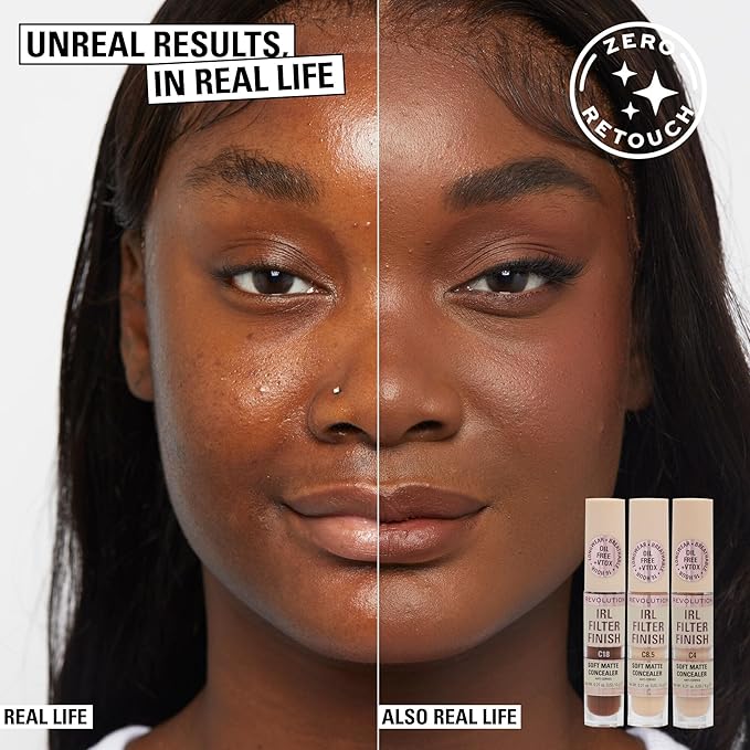 Revolution, IRL Filter Finish Concealer, Full Coverage, Oil-Free, Long-Lasting & Lightweight Formula, Infused with Hyaluronic Acid, Vegan & Cruelty-Free, C12, 0.21 oz