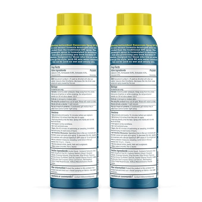 Oars + Alps Hydrating SPF 50 Sunscreen Spray, Naturally Derived Skin Care Infused with Vitamin C and Antioxidants, Water and Sweat Resistant, 6 Oz Each, 2 Pack