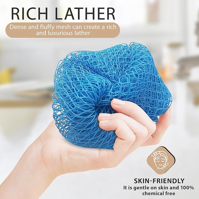 African Bath Sponge, Long Exfoliating Bath and Shower net, Body Scrubber and Back Scrubber, Skin Smoother, Our Premium Quality Design, Great for Daily Use