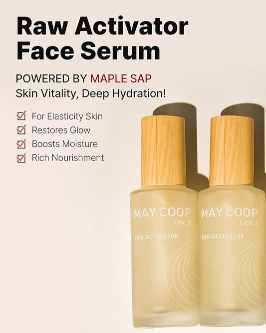 MAY COOP Raw Activator Face Serum β Hydrating & Nourishing Face Serum with 63% Maple Sap for Moisture - Anti Aging Skin Vitality & Glow - Korean Skincare, 2.02 fl.oz.