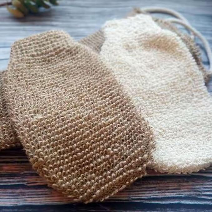 Hemp Bath Gloves for Shower, Exfoliating Body Scrubbers, Organic Bath Mitts Washcloths for Women and Men, 2 Pack
