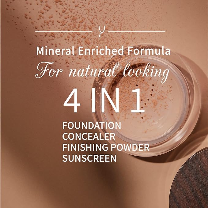 Vegan Mineral Powder Foundation Light to Full Coverage, Natural Foundation for Natural-Looking, Mica Mineral Foundation, Cruelty Free, No Chemicals by Gaya Cosmetics (MF4)